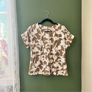Melloday Brown & White Floral Print Blouse – Size S